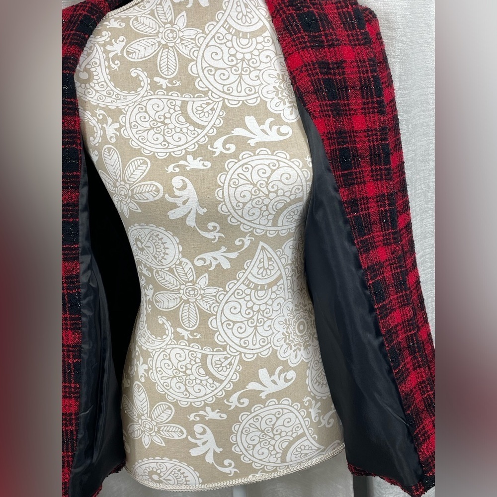 Preston & York Petites Red Plaid Wool-Blend Jacket | Size 14P - Picture 6 of 6